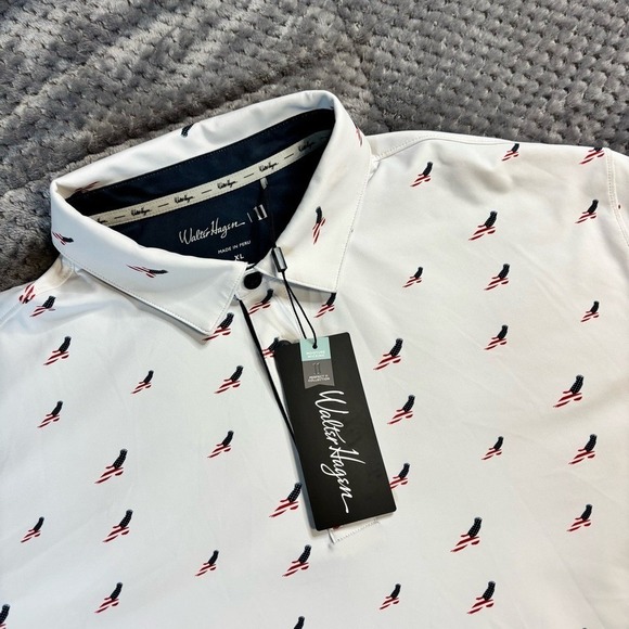 Walter Hagen Other - Walter Hagen Mens XL Perfect 11 Golf Polo Shirt White American Flag Eagle NWT